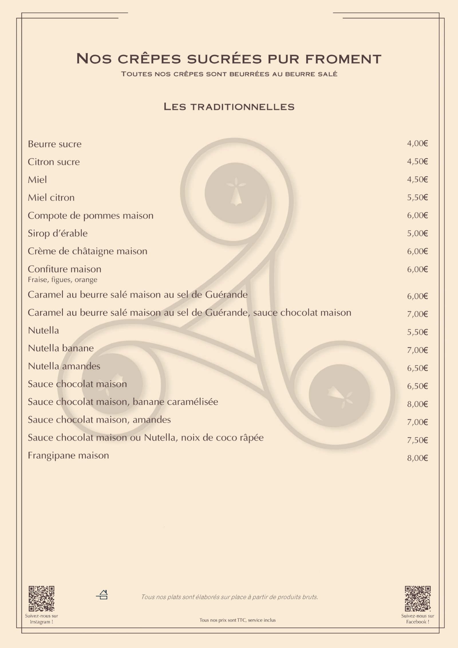 Carte crêperie restaurant Le Triskell Page 5